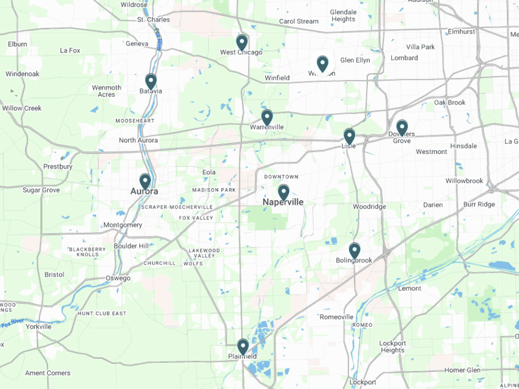 Google map of Illinois areas serviced