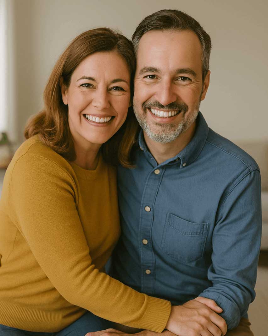 Happy couple smiling because they are relieved now that they got their loan